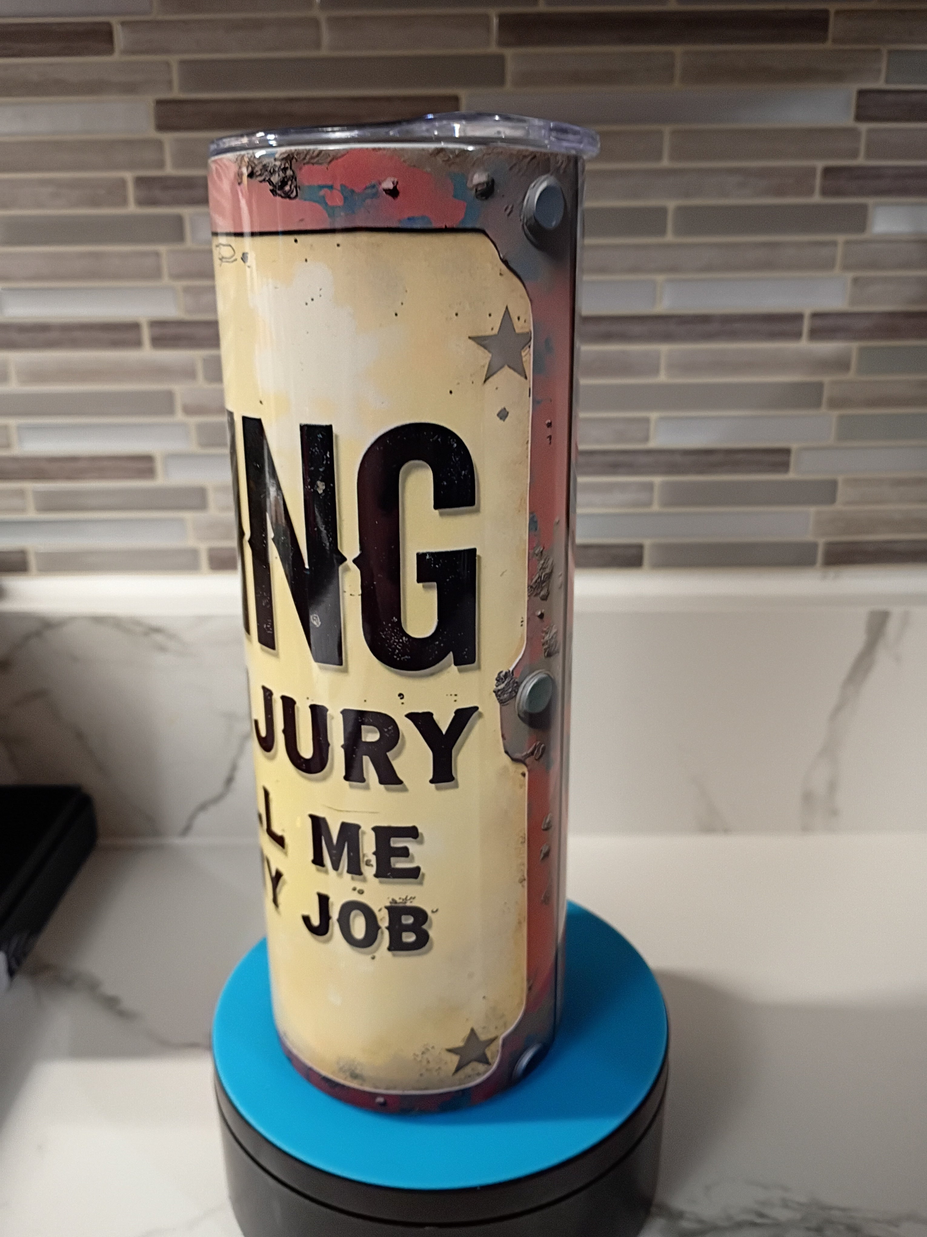 Warning Tumbler